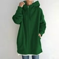 thumbnail image 1 of FAOWME Women's Hoodies With Pocket Drawstring Long Sleeve Solid Color Zipper Casual Comfortable Warm Sweatshirt For Fall Winter Daily Wear Green S, 1 of 6