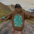 thumbnail image 1 of FAOWME Women's Hoodies With Pocket Long Sleeve Cartoon Print Drawstring Loose Fit Comfortable Sweatshirt For Everyday Wear Coffee L, 1 of 7