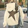 thumbnail image 1 of FAOWME Women's Hoodies With Pocket Long Sleeve Drawstring Star Print Leopard Casual Comfortable Warm Sweatshirt For Fall Winter Daily Wear Beige L, 1 of 5