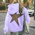 thumbnail image 1 of FAOWME Women's Hoodies With Pocket Long Sleeve Drawstring Star Print Leopard Casual Comfortable Warm Sweatshirt For Fall Winter Daily Wear Purple Xxl, 1 of 5