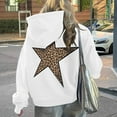 thumbnail image 1 of FAOWME Women's Hoodies With Pocket Long Sleeve Drawstring Star Print Leopard Casual Comfortable Warm Sweatshirt For Fall Winter Daily Wear White Xxl, 1 of 5