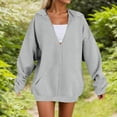 thumbnail image 1 of FAOWME Women's Hoodies With Pocket Long Sleeve Solid Color Zipper Comfortable Fashion Sweatshirt For Fall Winter Daily Wear Light Gray Xxxxxl, 1 of 9