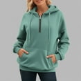 thumbnail image 1 of FAOWME Women's Hoodies With Pockets Long Sleeve Half Zip Drawstring Solid Color Casual Comfortable Fashion Sweatshirt For Daily Wear Light Green Xxl, 1 of 5