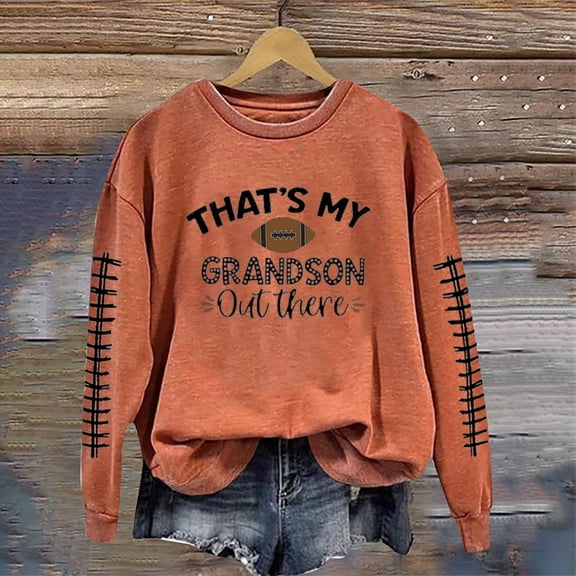 FAOWME Women's Pullover Long Sleeve Round Neck Rugby Print Comfortable Fashion Soft Sweatshirt Top For Fall Winter Daily Wear Coffee L