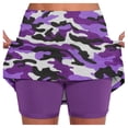 thumbnail image 1 of FAOWME Women's Skirts High Waist Camouflage Print Comfortable Breathable Fitness Yoga Skirt Built In Shorts For Sports Activities,Purple,Xxxl, 1 of 7