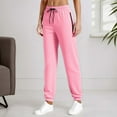 thumbnail image 1 of FAOWME Women's Sports Pants Drawstring Elastic Waist Solid Color Ankle Tied Breathable Comfortable Trousers With Zipper Pockets For Daily Wear,Pink,Xxxxxl, 1 of 6