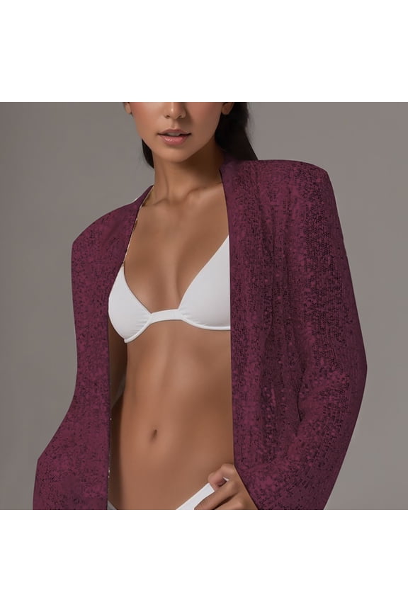 Women's Suit Coat Sequin Long Sleeve Lapel Solid Color Midi-Length Fashion Elegant Jacket For Casual Daily Wear,Red,S