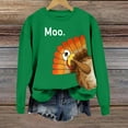 thumbnail image 1 of FAOWME Women's Thanksgiving T Shirt Long Sleeve Round Neck Turkey Printed Comfortable Breathable Sweatshirt For Daily Wear Green L, 1 of 5