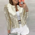 thumbnail image 1 of FAOWME Womens Cardigan Open Front Long Sleeve Solid Color Sequins Fashion Casual Coat Jacket For Daily Wear,Beige,M, 1 of 4
