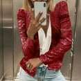 thumbnail image 1 of FAOWME Womens Cardigan Open Front Long Sleeve Solid Color Sequins Fashion Casual Coat Jacket For Daily Wear,Red,L, 1 of 4