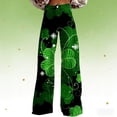 thumbnail image 1 of FAOWME Womens Casual Pants High Waist Wide Leg Straight Fit Comfortable Stylish Soft Trousers With Pockets For Patrick's Day,Green,Xxl, 1 of 4