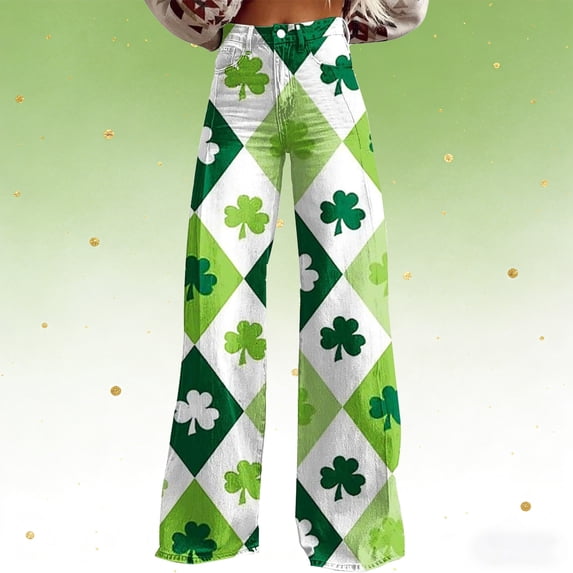 FAOWME Womens Casual Pants High Waist Wide Leg Straight Fit Comfortable Stylish Stretchy Trousers With Pockets For Daily Wear And Relaxation,Green,S