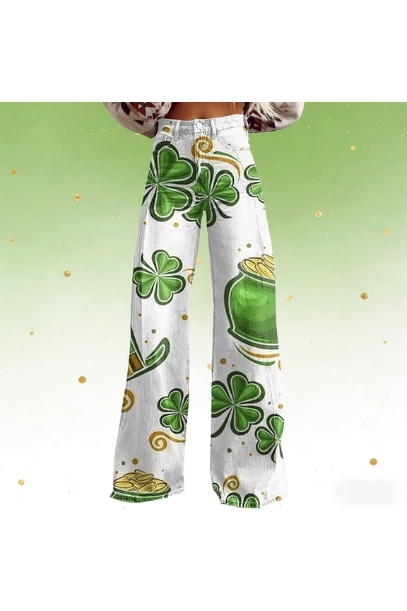 FAOWME Womens Casual Pants High Waist Wide Leg Straight Fit Comfortable Stylish Stretchy Trousers With Pockets For Daily Wear And Relaxation,White,M