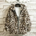 thumbnail image 1 of FAOWME Womens Fuzzy Hooded Coat With Pocket Long Sleeve Leopard Print Zipper Loose Casual Warm Jacket For Autumn Winter Daily Wear Beige L, 1 of 3