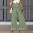 thumbnail image 1 of FAOWME Womens Plus Size Pants High Waisted Solid Color Wide Leg Comfortable Loose Fit Capri Trousers For Casual Daily Wear,Light Green,Xxl, 1 of 6