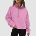 thumbnail image 1 of FAOWME Womens Pullover Long Sleeve Half Zip Solid Color Cropped Fashion Comfortable Soft Sweatshirts For Daily Wear Pink M, 1 of 4