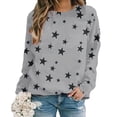 thumbnail image 1 of FAOWME Womens Pullover Long Sleeve Round Neck Star Print Loose Fit Fashion Comfortable Sweatshirt For Autumn Winter Daily Wear Light Gray L, 1 of 5