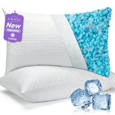 FAPO Cooling Bed Pillows Queen Size Set of 2, Adjustable Shredded Memory Foam Pillow for bed, Washable Cover