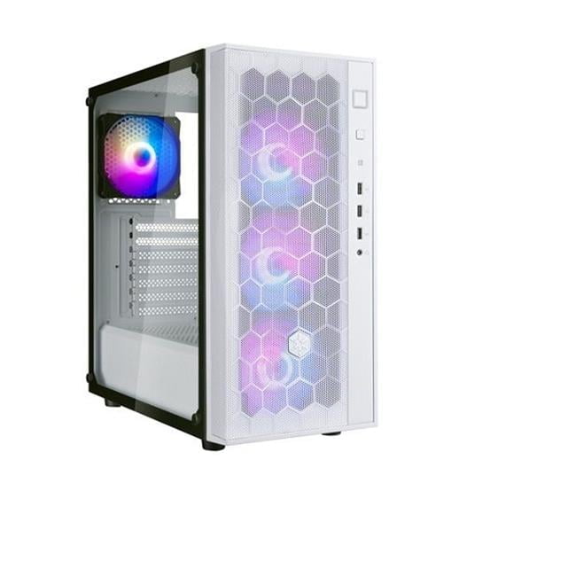 FARA R1 PRO Tempered Glass Mid Tower ATX Chassis with 4 x ARGB Fans, White