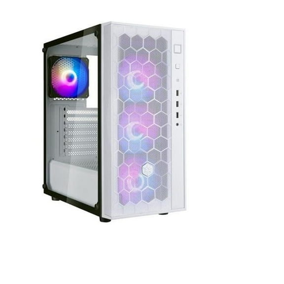 FARA R1 PRO Tempered Glass Mid Tower ATX Chassis with 4 x ARGB Fans, White