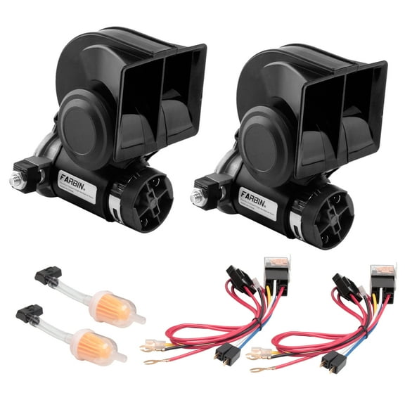 FARBIN 2pcs Air Horn for Truck,Compact Electric Train Horn,Car Horn 12V 150db Super Loud with Wiring Harness,for Any 12V Vehicles