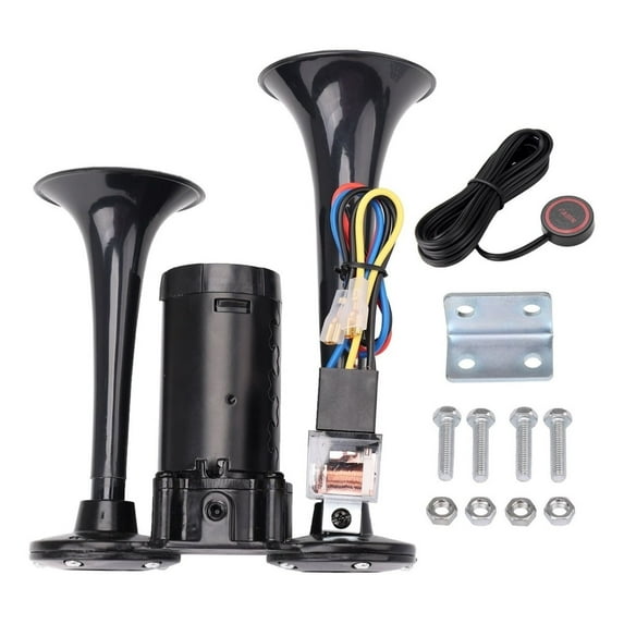 FARBIN Air Horn for Truck Train Horn for Car Loud Car Horn with Button Truck Horn with Compressor 12v Airhorns Horn Loud Dual Trumpet Chrome Plating