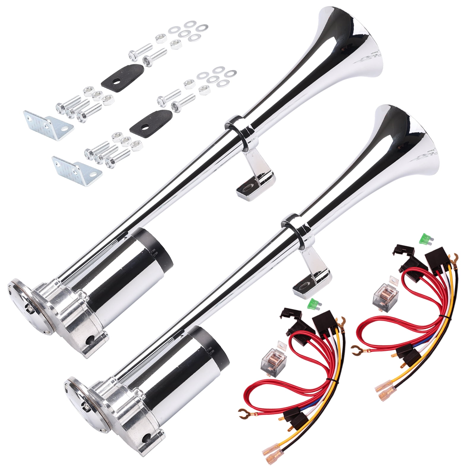 FARBIN Air horn for truck loud truck horn 12v train horn loud car horn airhorn 150db air train horn kit with compressor train horn for car truck horns for pickups (Integrated Single tube,2PCS)