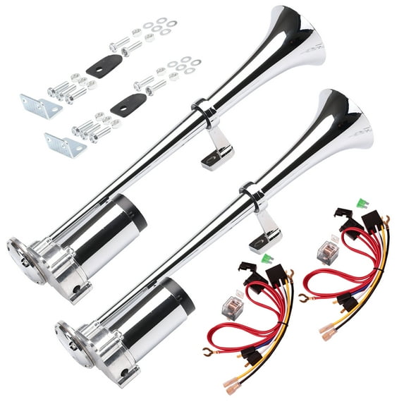 FARBIN Air horn for truck loud truck horn 12v train horn loud car horn airhorn 150db air train horn kit with compressor train horn for car truck horns for pickups (Integrated Single tube,2PCS)