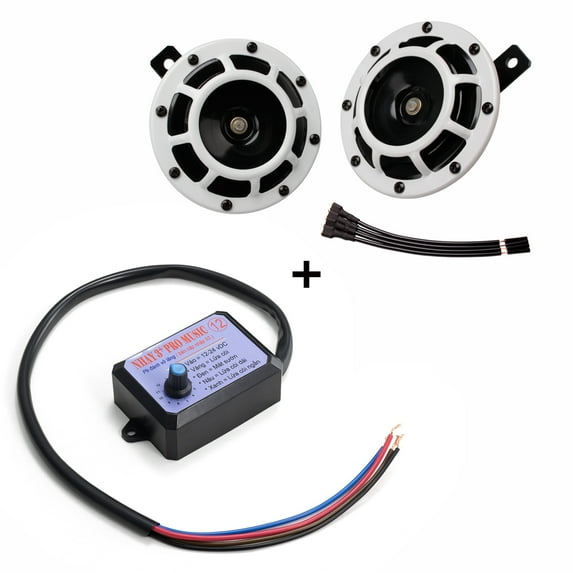 FARBIN Loud Car Horn with 12-Tone Controller 12v Motorcycle Horns High Tone/Low Tone Metal Twin Horns Kit with Protective Grill Universal Electric Horns for Truck Car Motorcycle