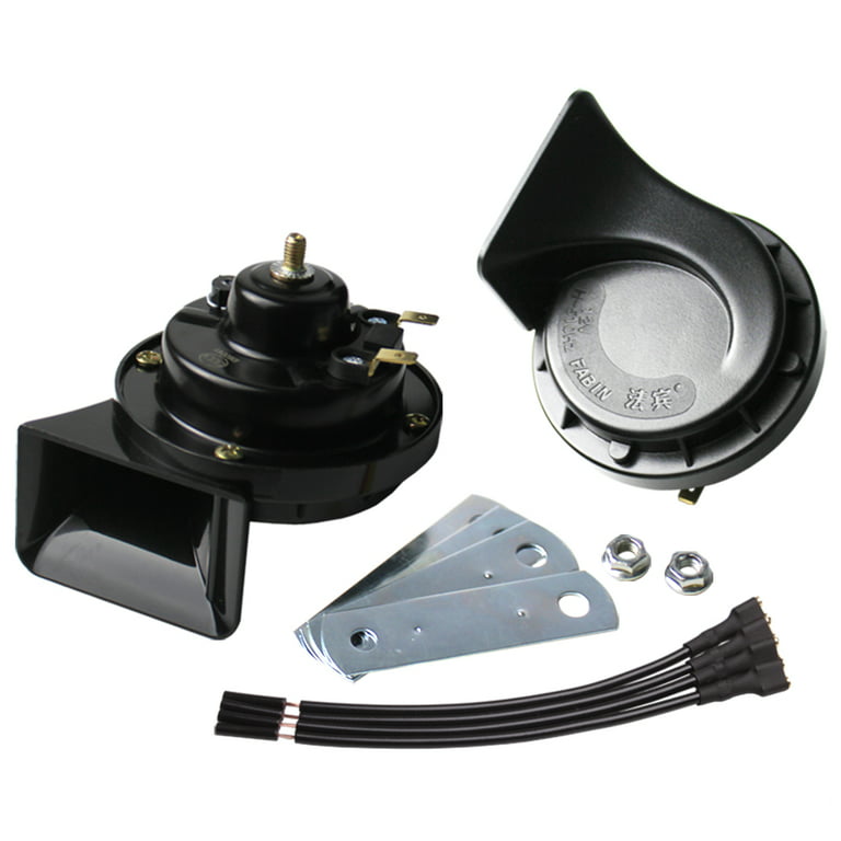 FARBIN Waterproof Auto Horn 12V Car Horn Loud Dual-Tone Electric Snail Horn  Kit Universal for Any 12V Vehicles Black 