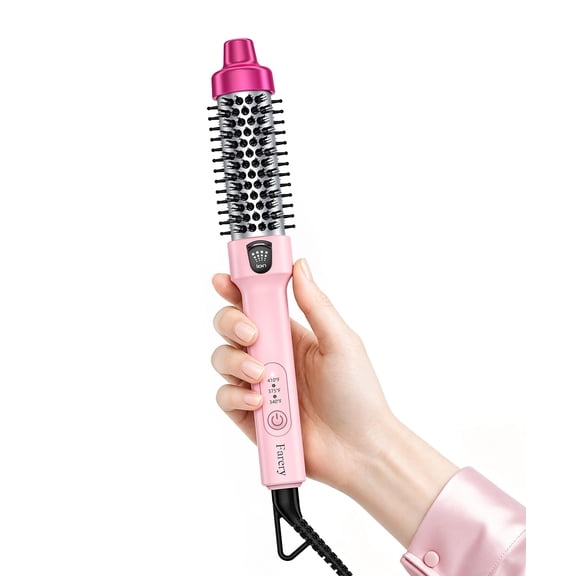 Farery 1.2" Thermal Brush for Short Hair, Compact Size Curling Brush for Travel, Pink