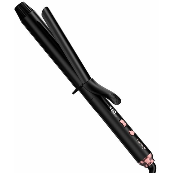 FARERY 1.25" extra long curling iron with adjustable tempertures for long hair, Black