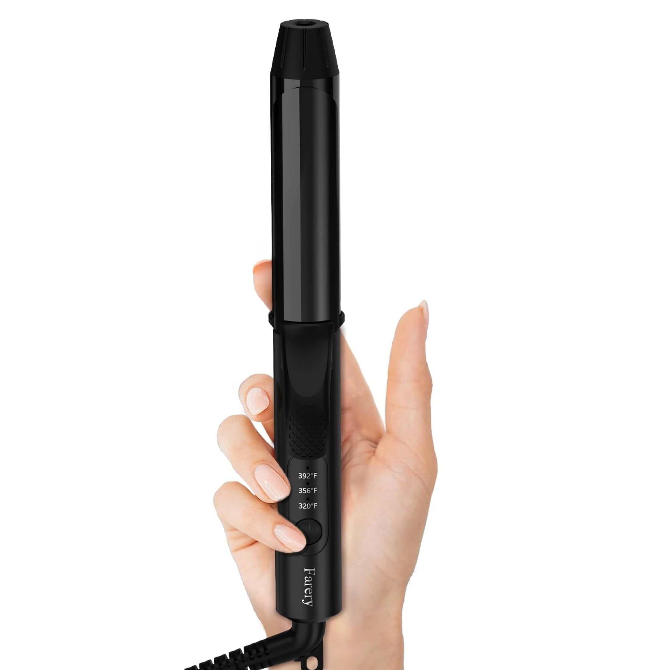 FARERY Mini Ceramic Curling Iron, Travel Size with 3 Adjustable Temperatures 1", Black