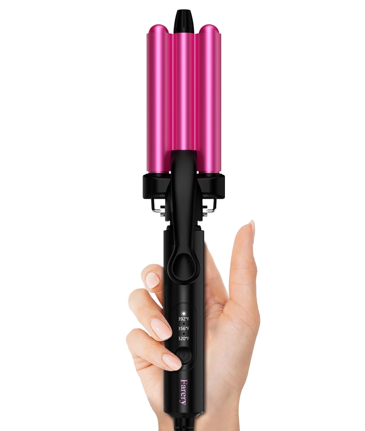 FARERY Mini Hair Crimper with Temperature Adjustable, 3 Barrel Crimping Iron for Short Hair Waves
