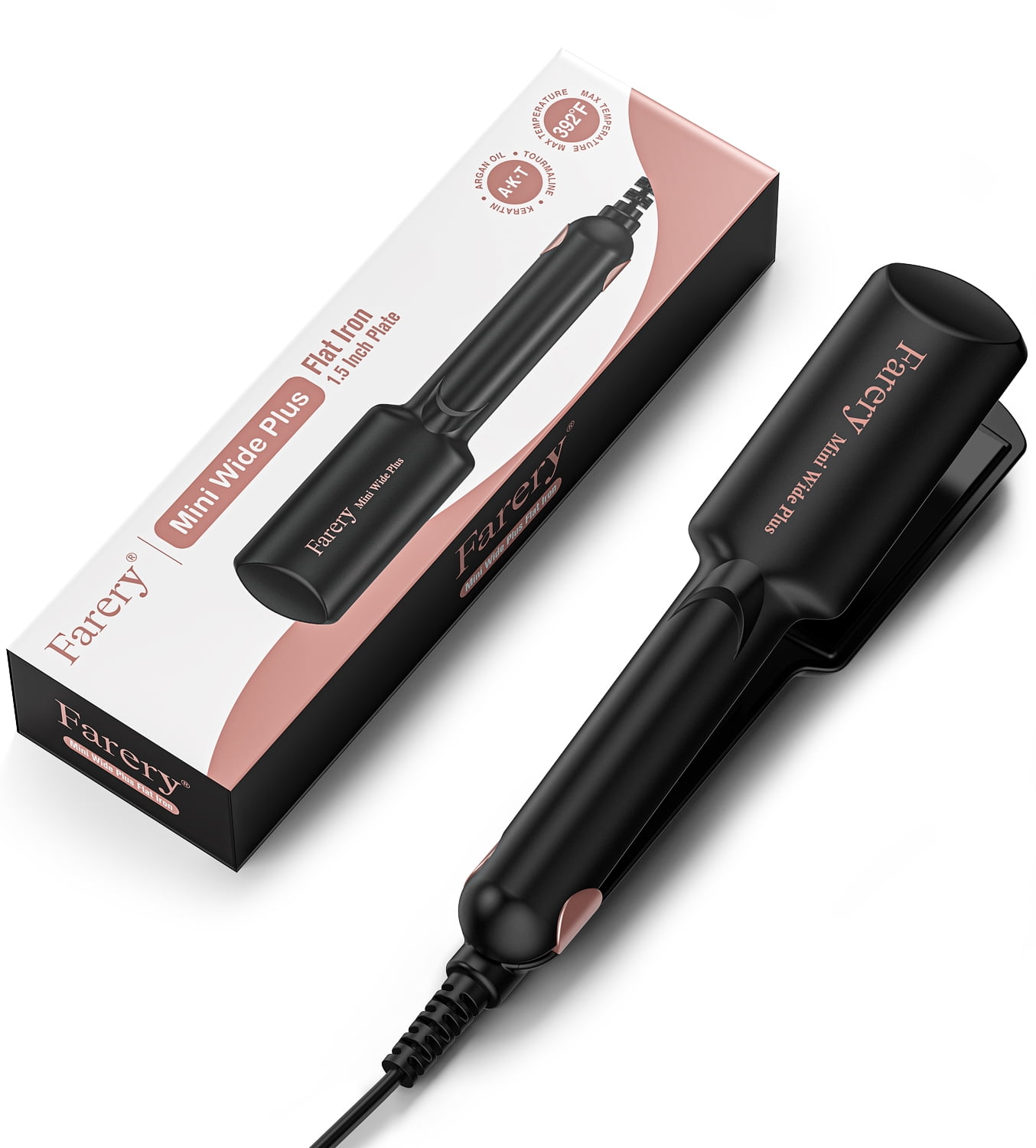 FARERY Mini Flat Iron Portable Travel, 1.5 inch Wide Small Hair Straightener with Dual Voltage, Pink, Size: 3/4