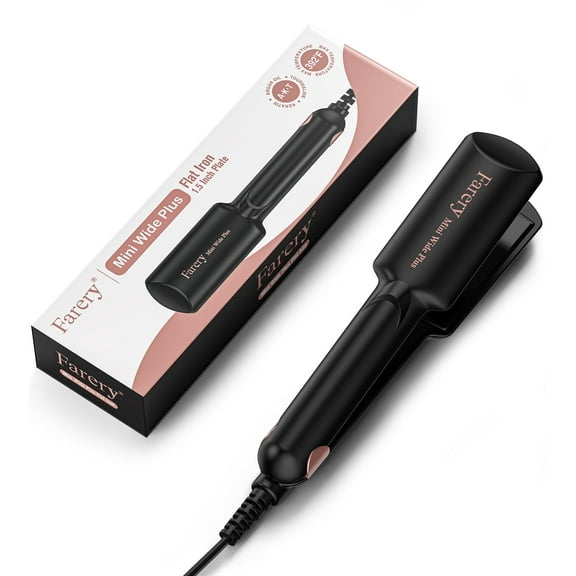 Mini Hair Straightener, 1.5" Wide Portable Flat Iron for Travel, Black