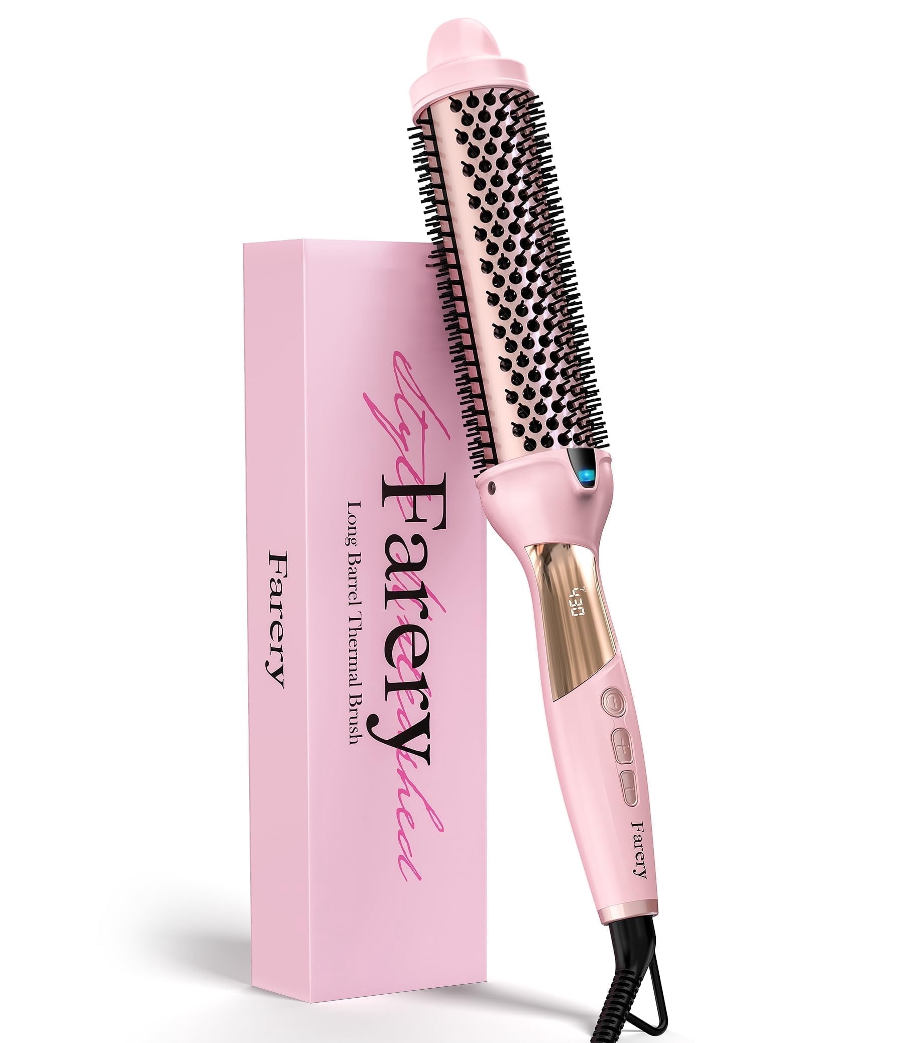 FARERY Thermal Brush 1.5" Long Barrel Hot Curling Wand, Heated Round Brush for Big Bouncy Curls