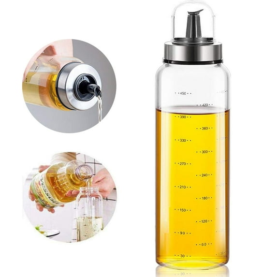 FARI Olive Oil Dispenser Bottle – 17oz Glass Cooking Oil and Vinegar Measuring Cruet for Kitchen