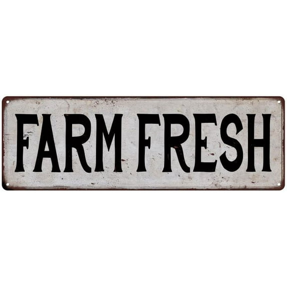 FARM FRESH Vintage Look Rustic Metal City State Sign 6 x 18 High Gloss Metal 206180041259