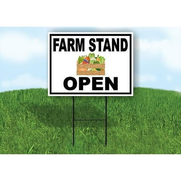 FARM STAND VEGETABLE OPEN BORDER 18inx24in Double Sided Yard Road Sign w/Stand