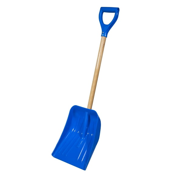 FARM-TUFF Car and Trunk Multipurpose Shovel with Ash Hardwood Handle and Non Stick Plastic Blade, Blue, 10in