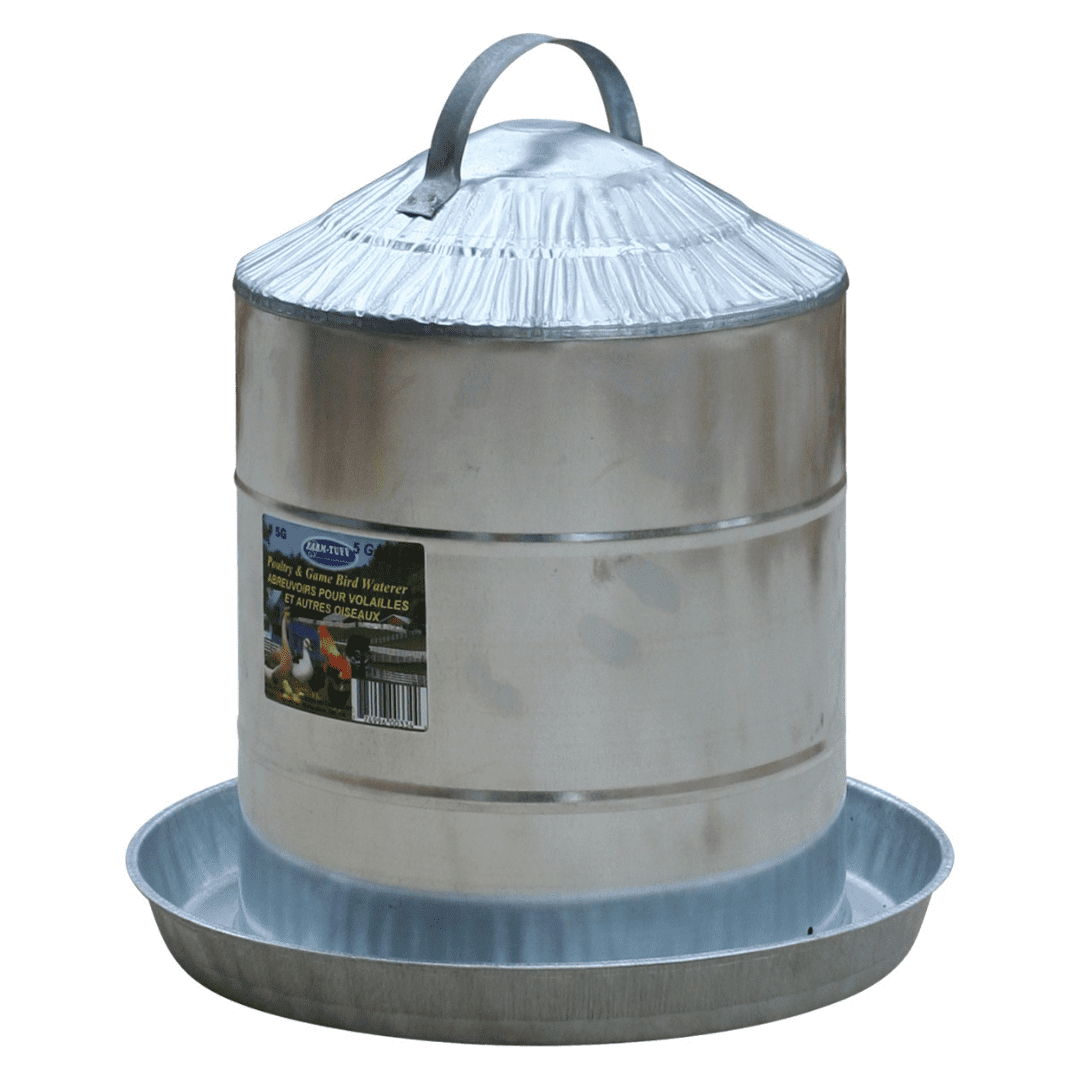 5 Gallon Galvanized Metal Poultry Waterer with Cone Top