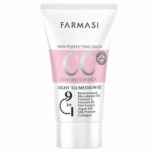 FARMASI CC Color Control Cream, Natural and Flawless Finish, Enriched Formula with Multimineral and Spf 25+, All-Day Hold, All Skin Types, 1.7 fl. oz / 50 ml (Light to Medium)