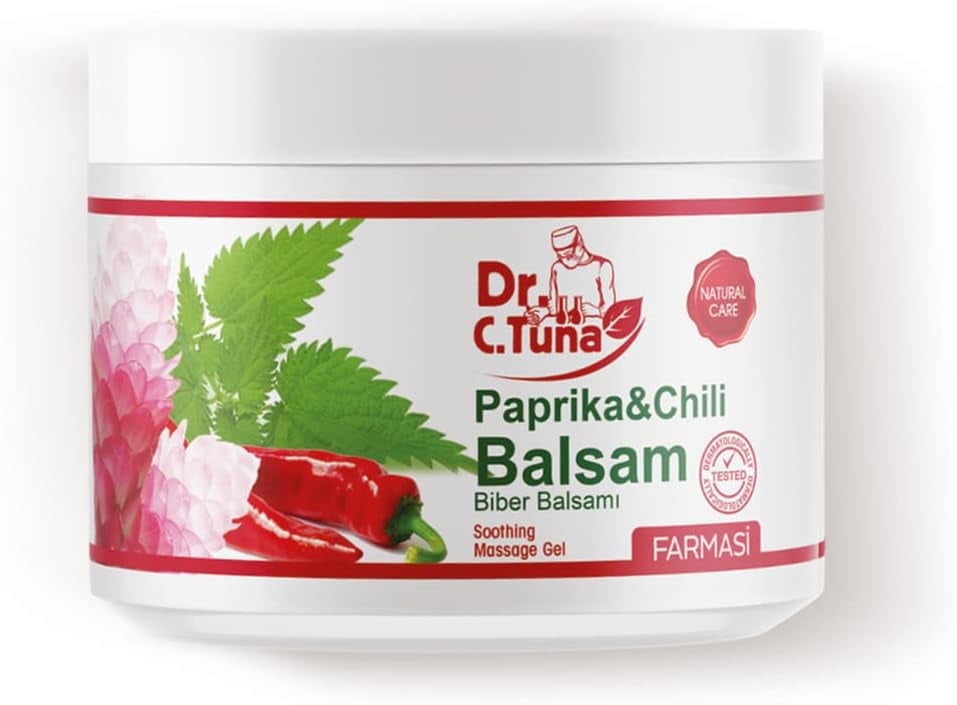 FARMASi Dr. C. Tuna Paprika & Chili Massage Gel – Red Pepper, Ginger Root, Nettle Extract with Mint & Jojoba Oils, Soothing Body Balm, 16.9 fl oz / 500 ml