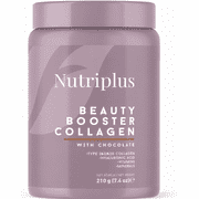 FARMASi Nutriplus Beauty Booster Collagen Powder, Chocolate Flavor, 7.4 oz | Type I II and III Collagen with Hyaluronic Acid Vitamins and Zinc, Sugar Free, Gluten Free, Gelatin Free, GMO-free