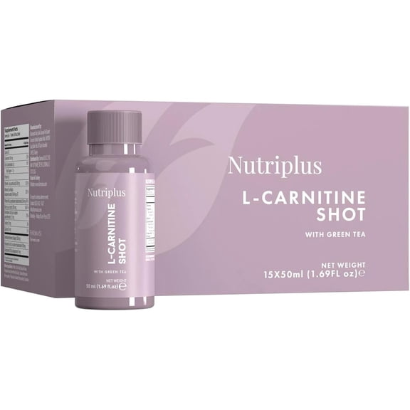 FARMASi Nutriplus L Carnitine Shot Drink, Non GMO, Sugar Free, 1.69 fl oz | Light & Refreshing Citrus Taste For An Enjoyable Daily Supplement Routine, Green Tea Extract and Vitamin B6, Caffeine Free