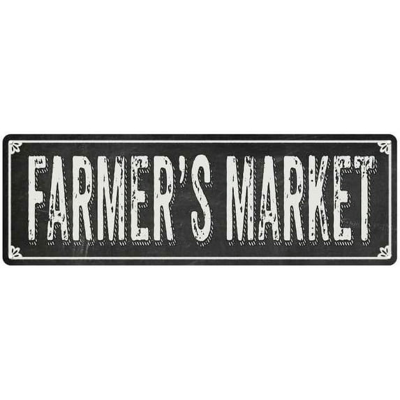 FARMER'S MARKET Shabby Chic Black Chalkboard Metal Sign 8x24 Decor 108240050069