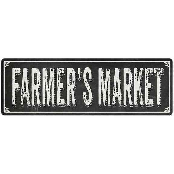 FARMER'S MARKET Shabby Chic Black Chalkboard Metal Sign Decor Size: 4 x 16 Inch