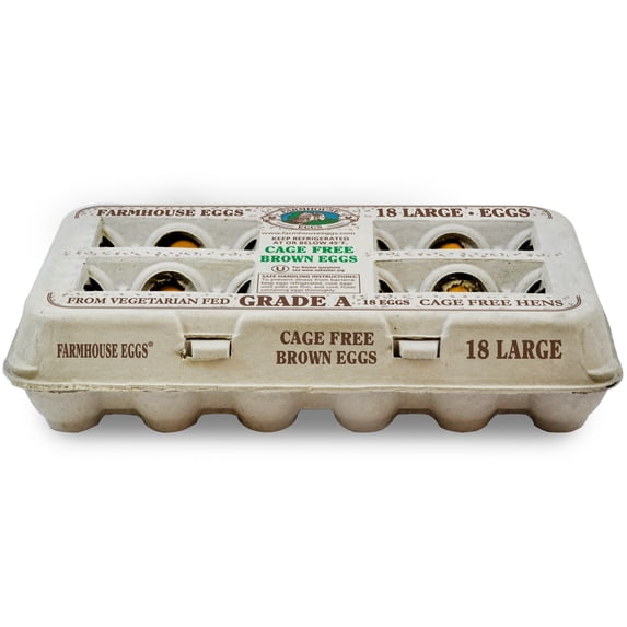 FARMHOUSE EGGS, Cage Free Large Brown Eggs, 18 Count