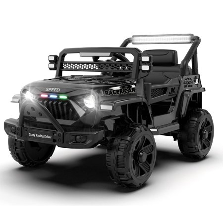 FARONZE 12V Ride On Electric Truck Car W/Parents Control,2WD,Four-Wheel Suspension, Black